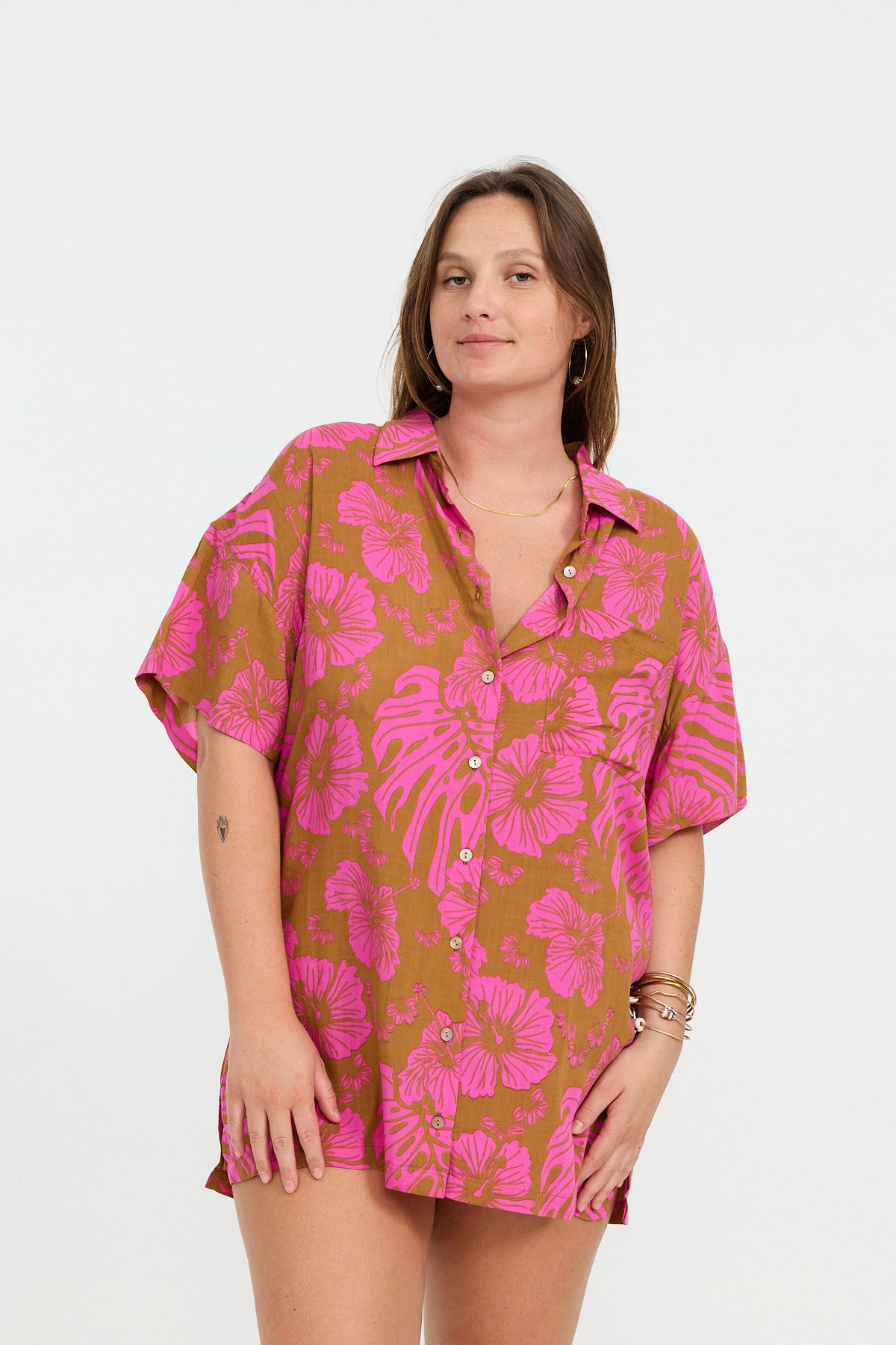 Aloha Shirt Dress - Garden