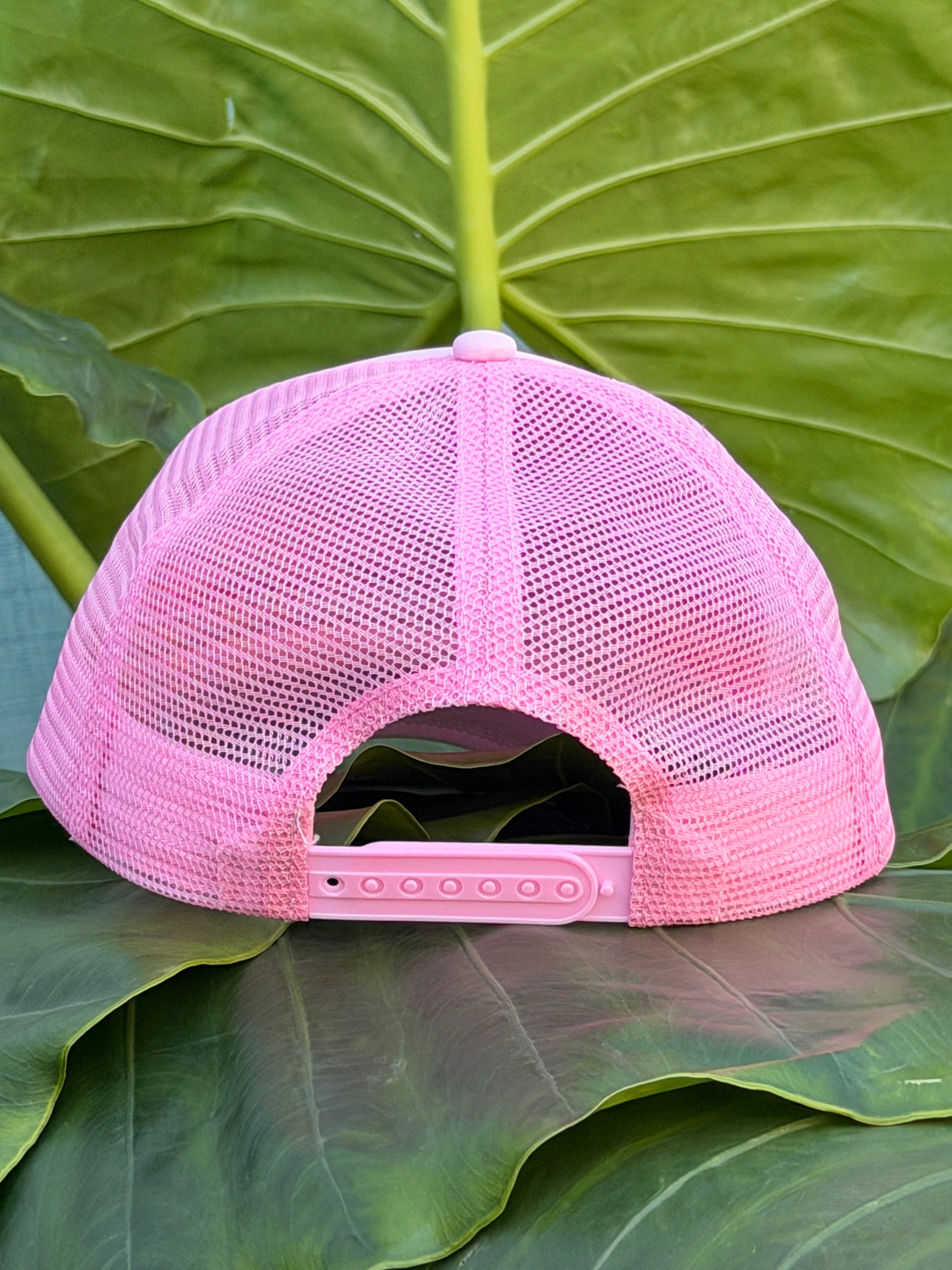 "Dream Girl" Embroidered Trucker Hat -Pink w/ pink