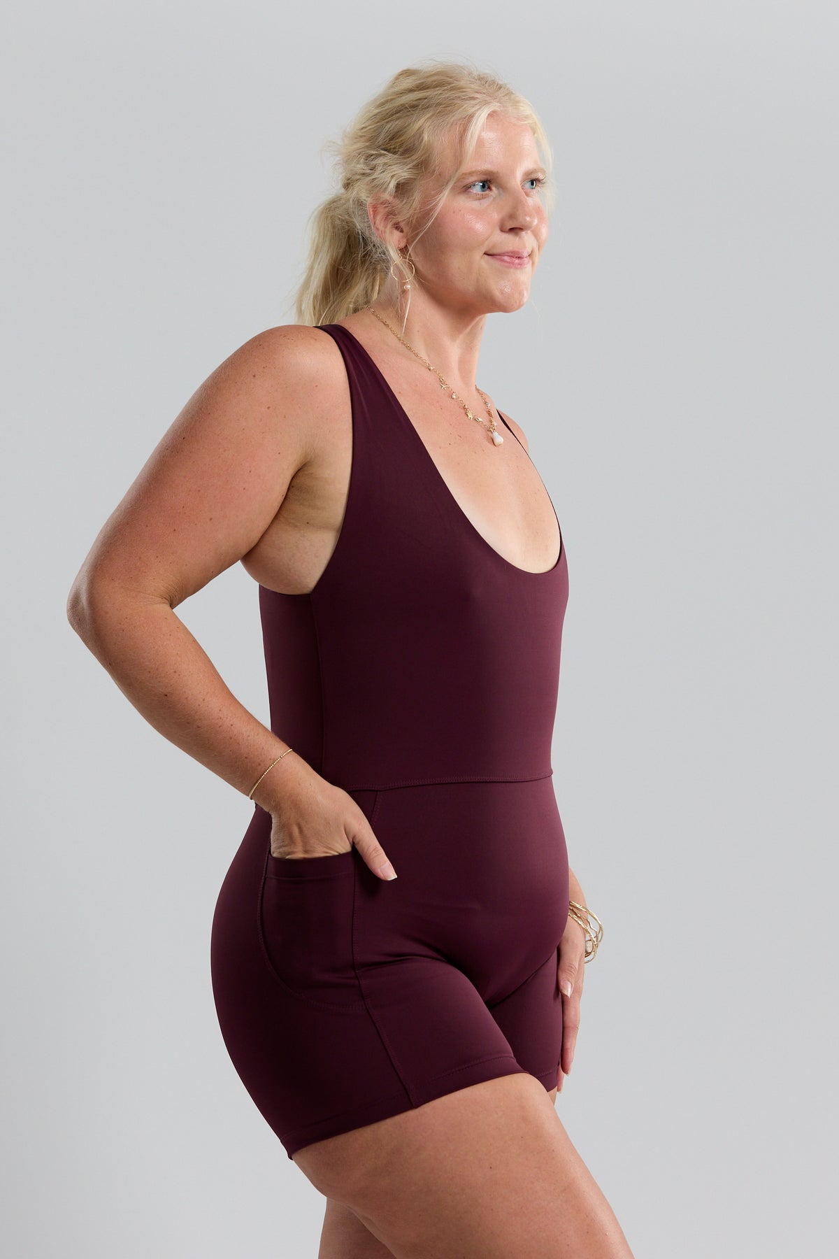 Ava Active Romper - Plum