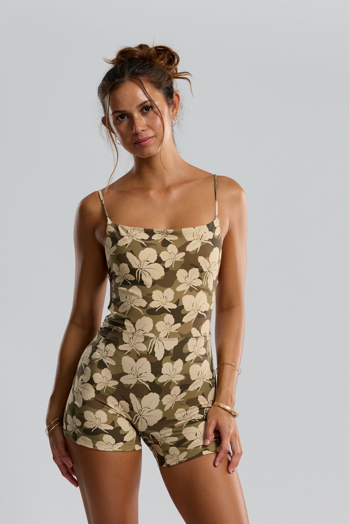 Brynn Active Romper - Camo Ginger