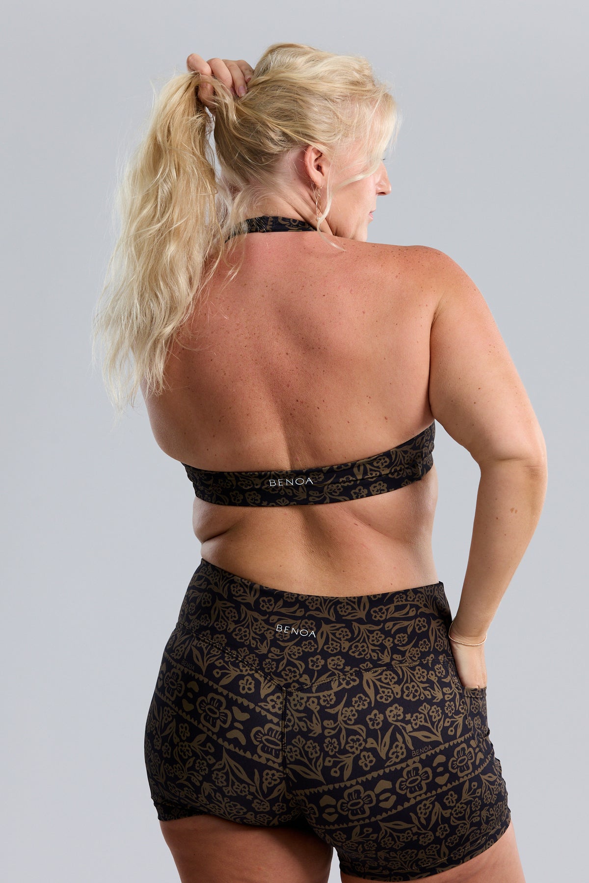 Plunge Sports Bra - Brown Batik