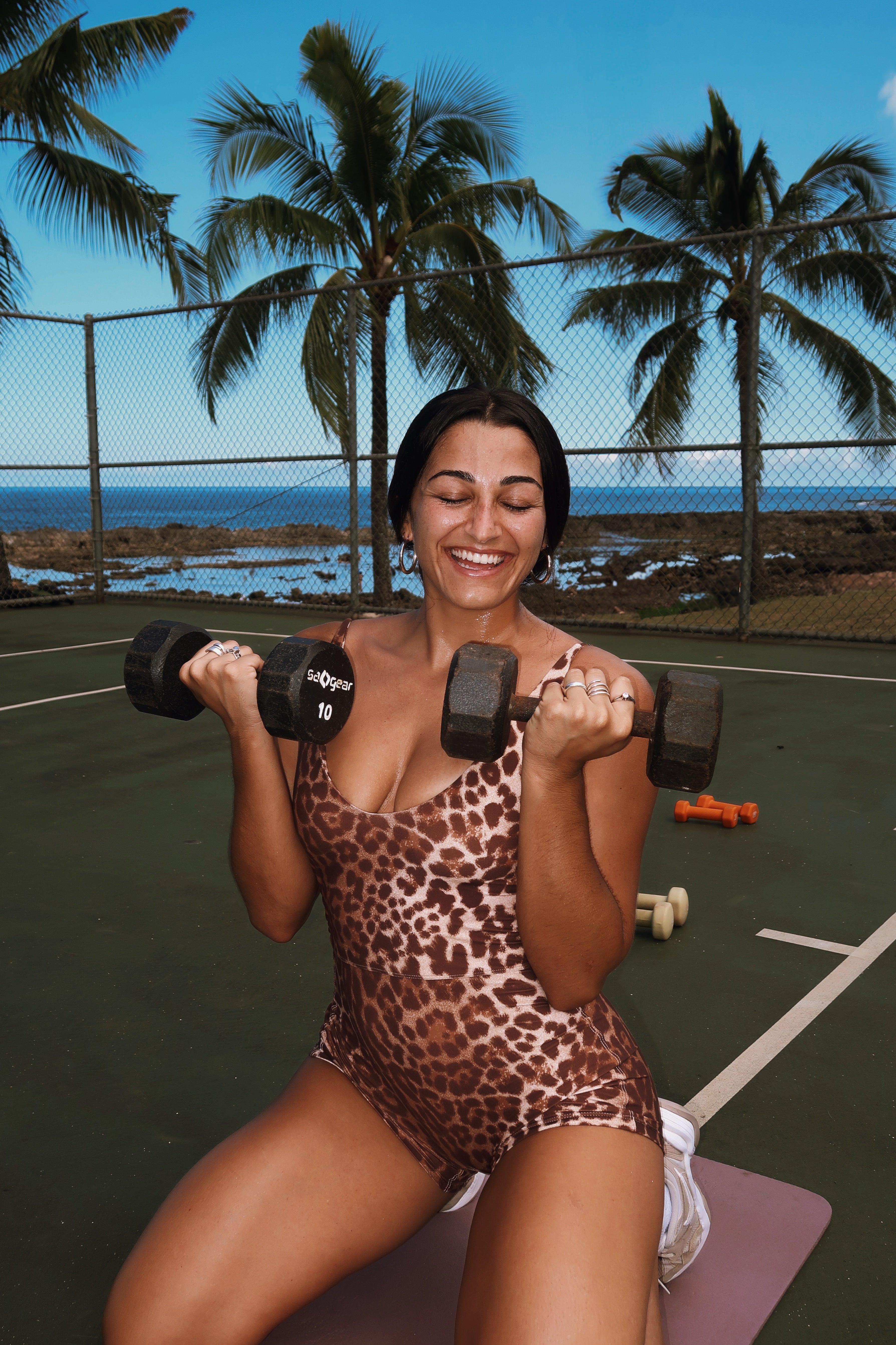 V-Neck Active Romper - Sahara