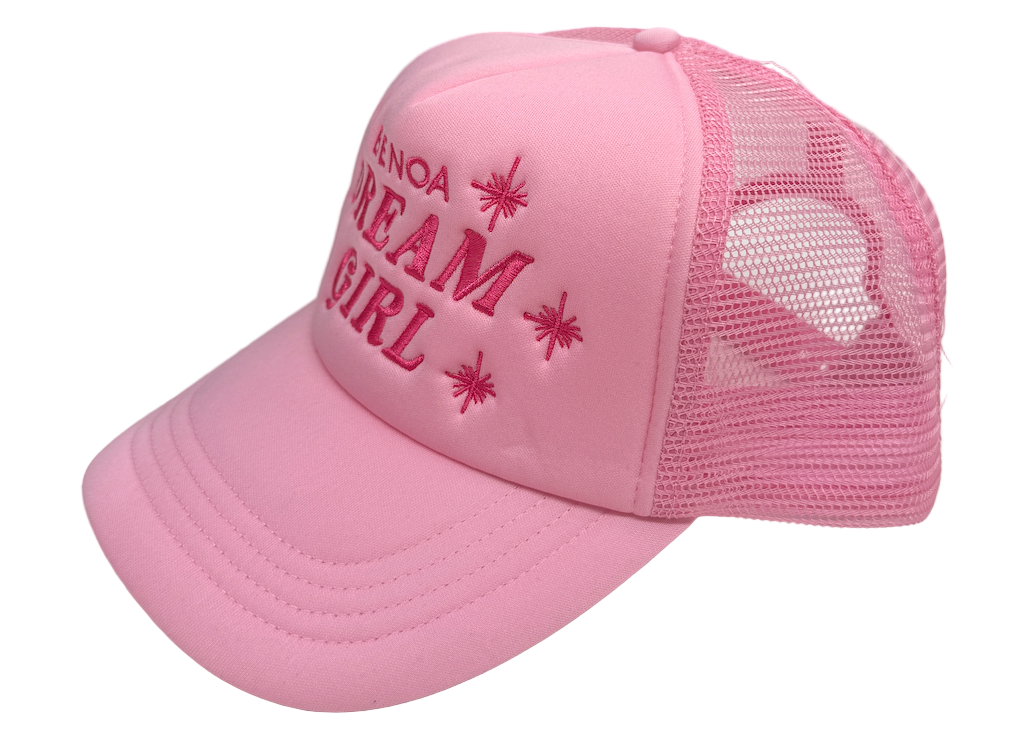 "Dream Girl" Embroidered Trucker Hat -Pink w/ pink