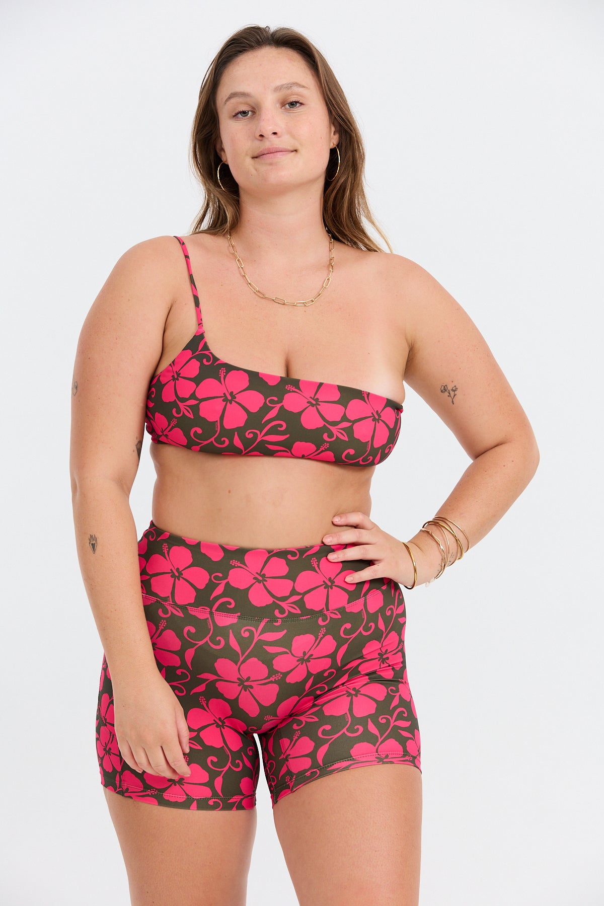 One Shoulder Sports Bra - Pupukea Pink