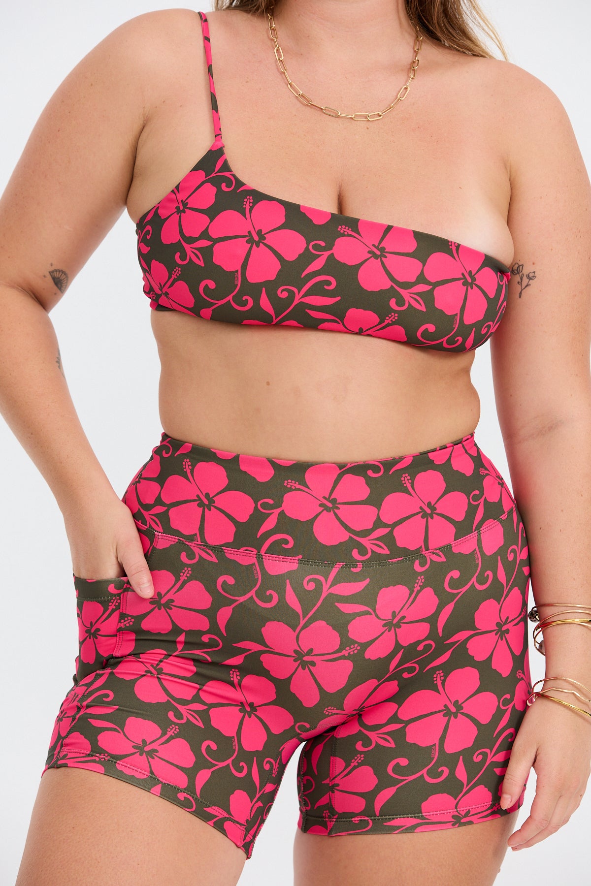 One Shoulder Sports Bra - Pupukea Pink