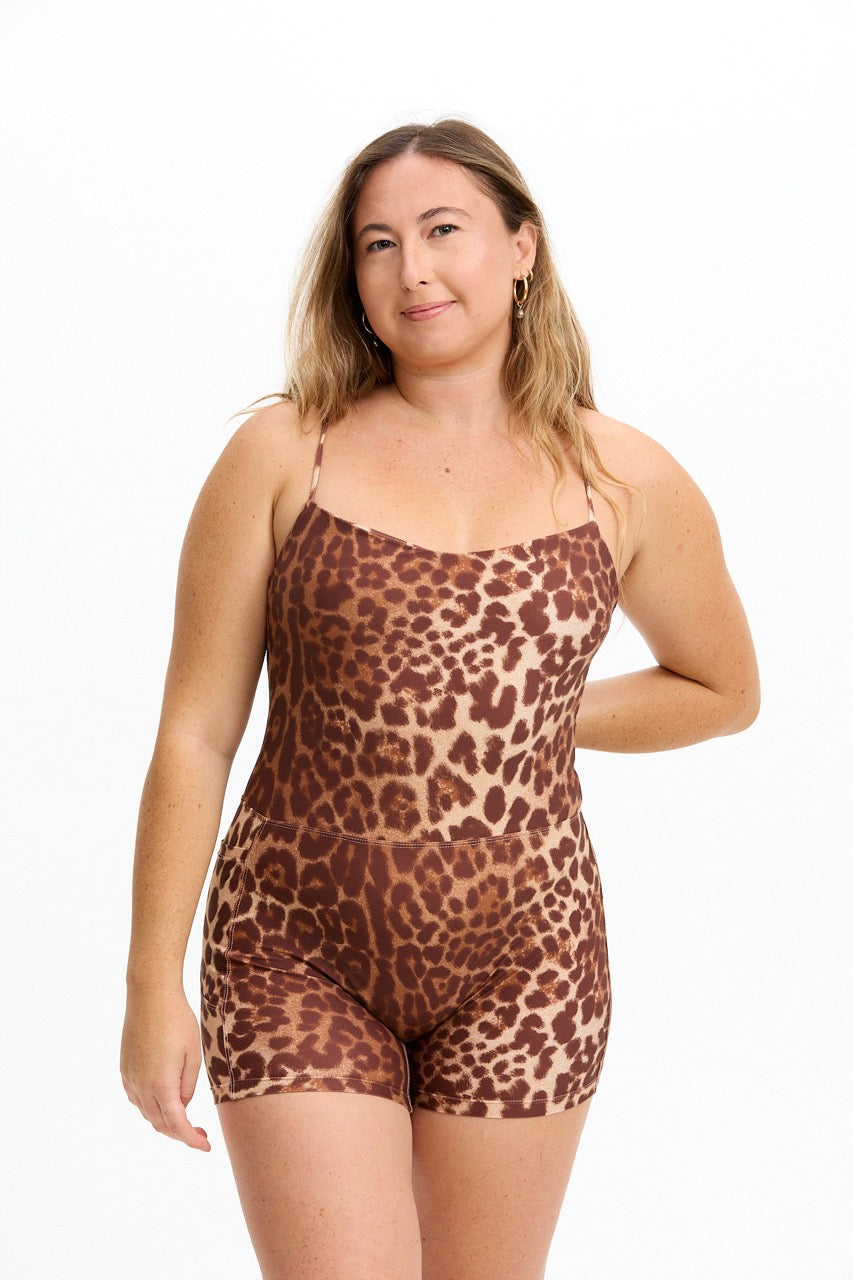 Cross-Back Active Romper - Sahara