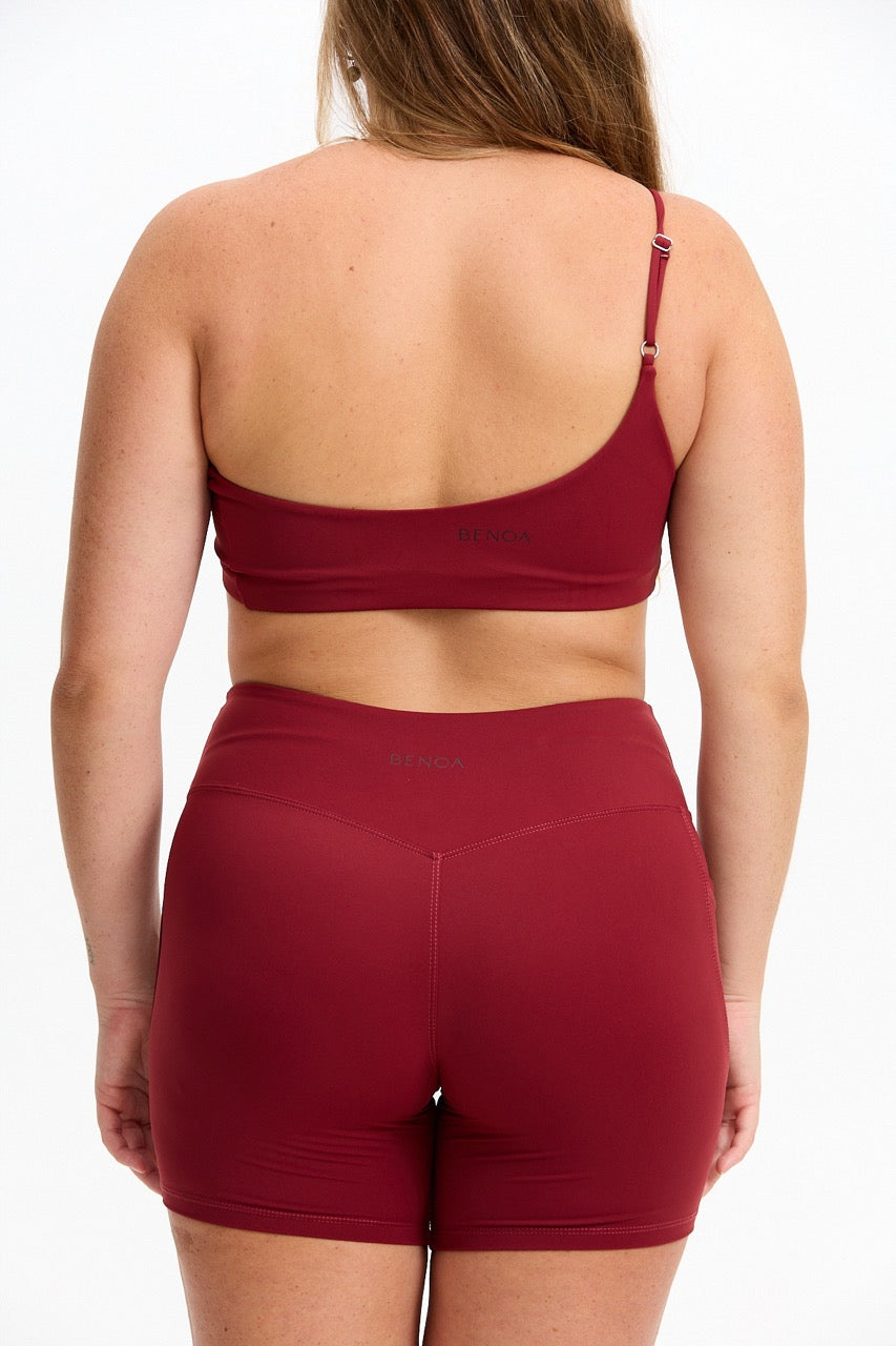 One Shoulder Sports Bra - Cherry