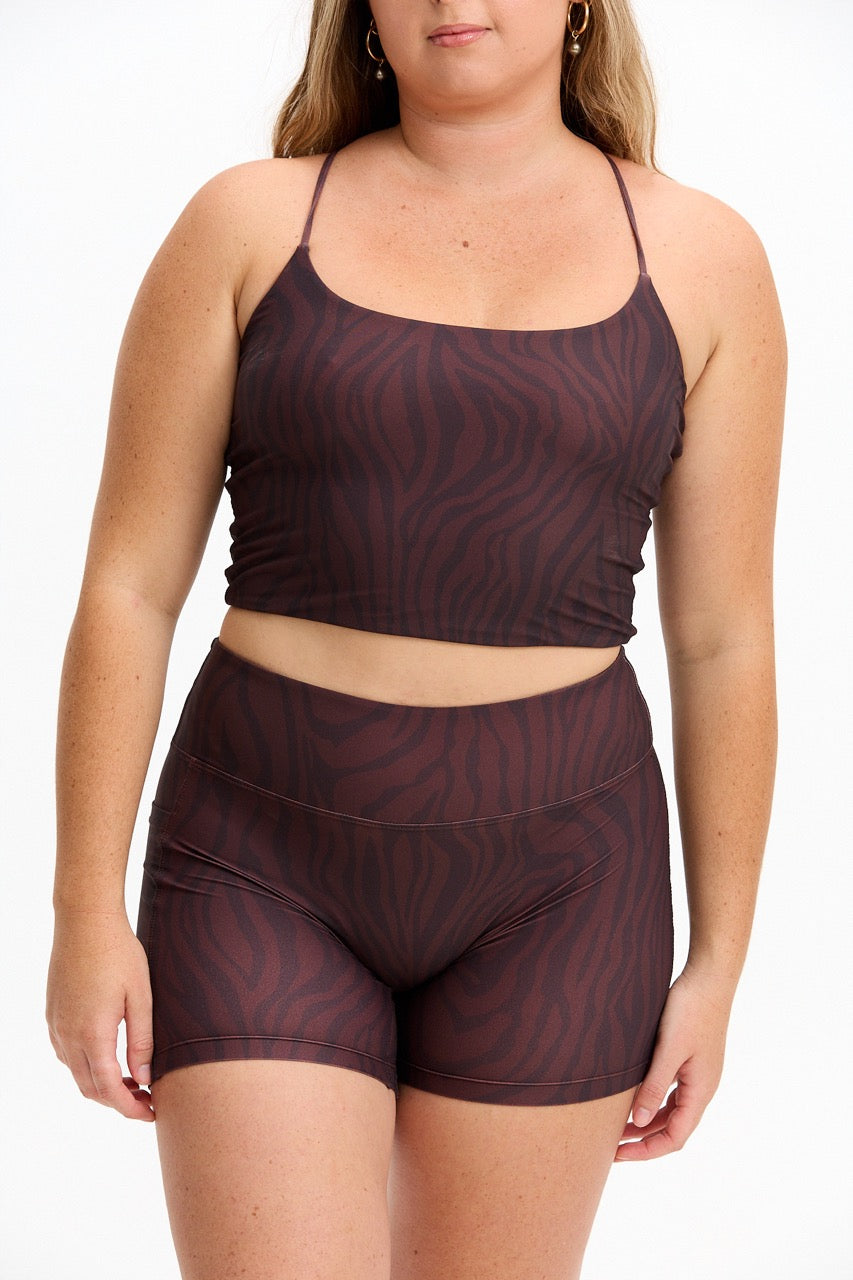 Cross-Back Active Tank - Chocolate Zebra