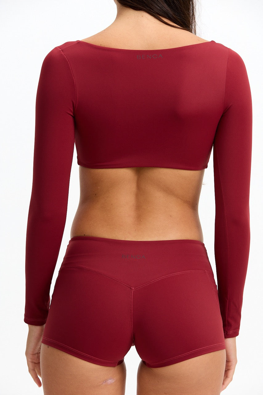Long Sleeve Active Crop Top - Cherry