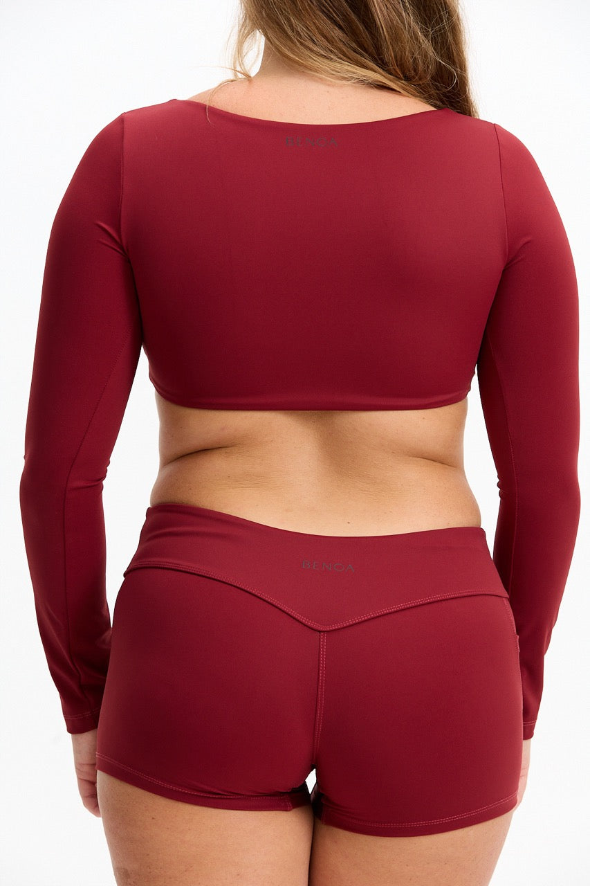 Long Sleeve Active Crop Top - Cherry