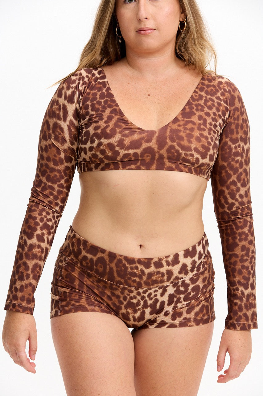 Long Sleeve Active Crop Top - Sahara
