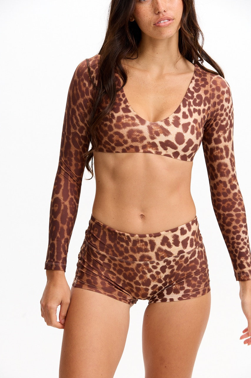 Long Sleeve Active Crop Top - Sahara