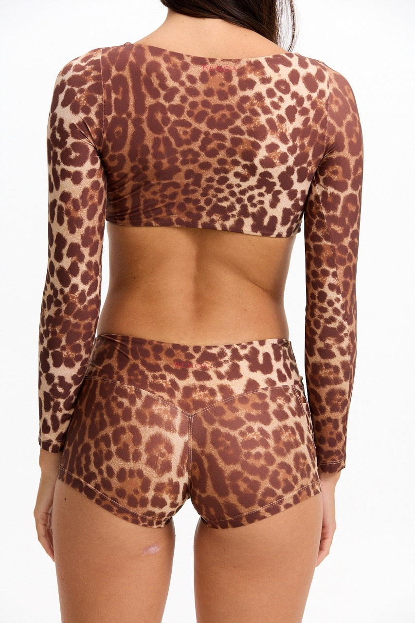 Long Sleeve Active Crop Top - Sahara