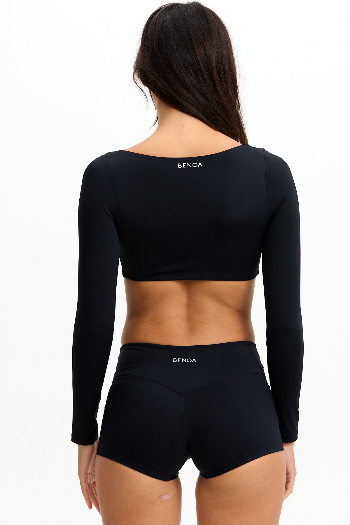Long Sleeve Active Crop Top - Black