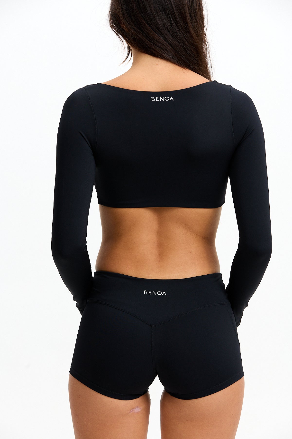 Long Sleeve Active Crop Top - Black
