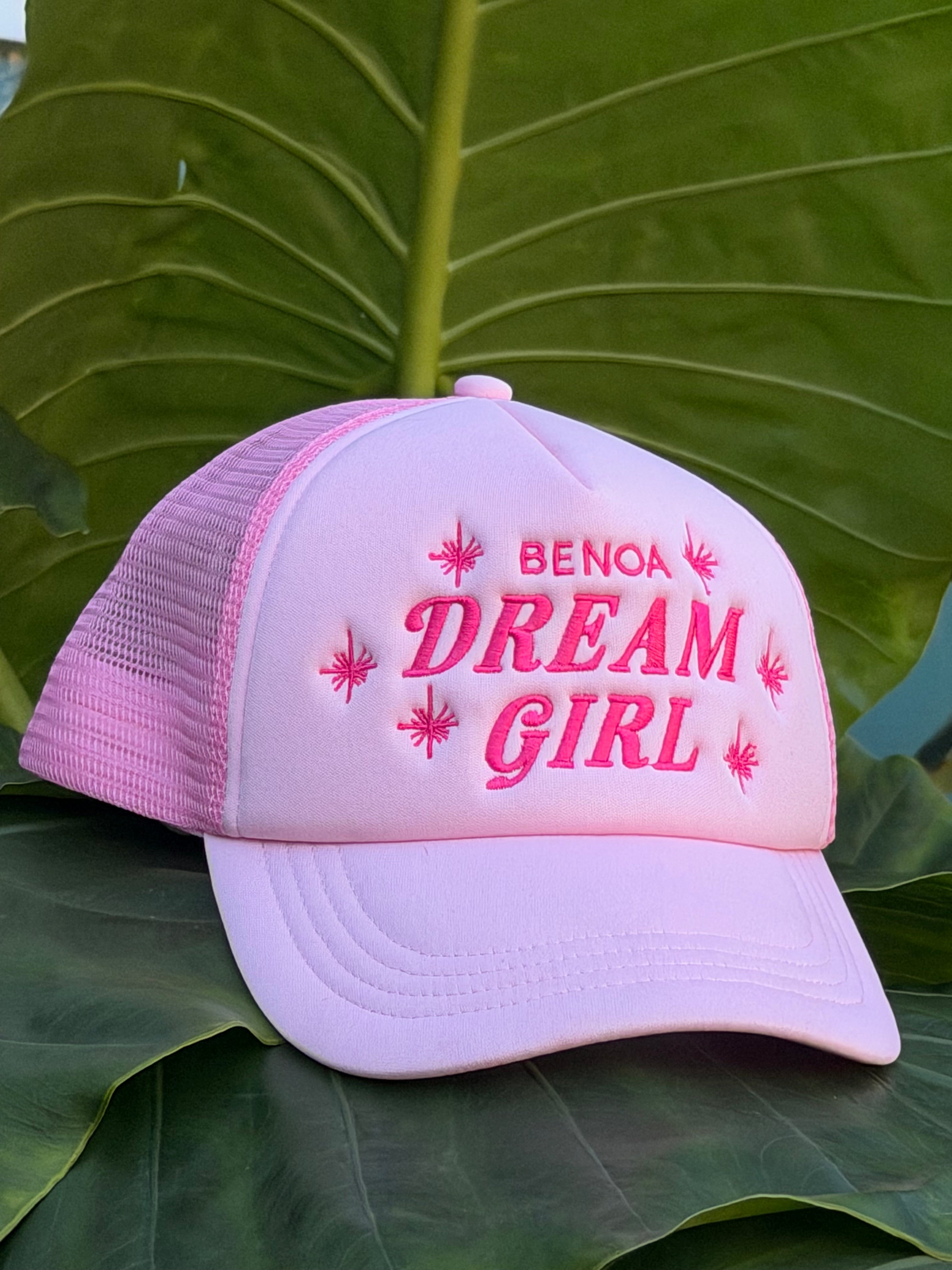 "Dream Girl" Embroidered Trucker Hat -Pink w/ pink