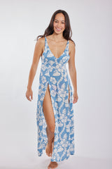 Long Maile Dress - Blue Hawaii