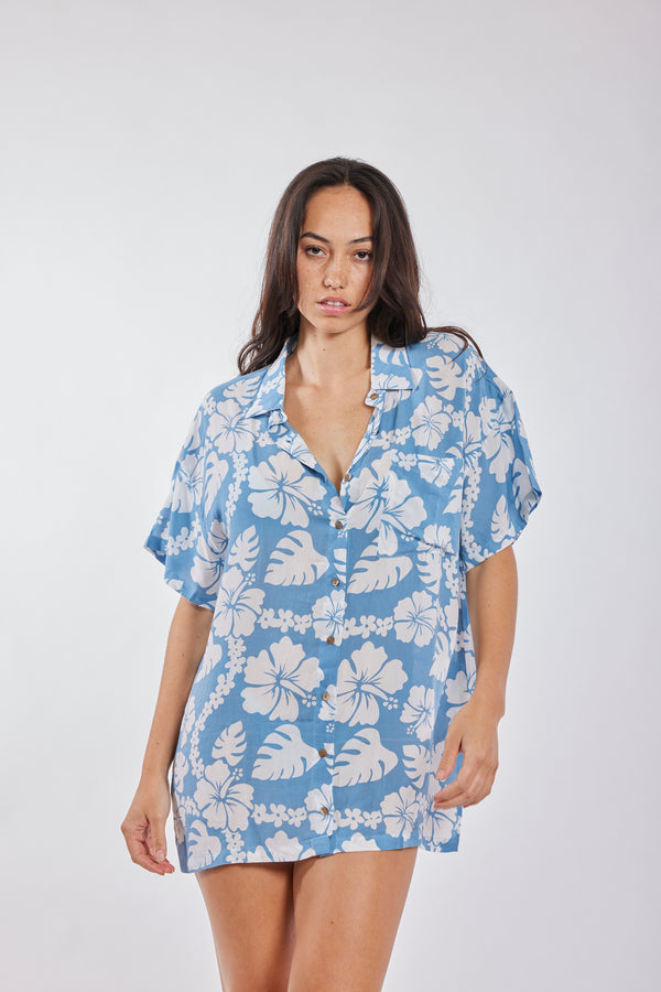 Aloha Shirt Dress - Blue Hawai'i