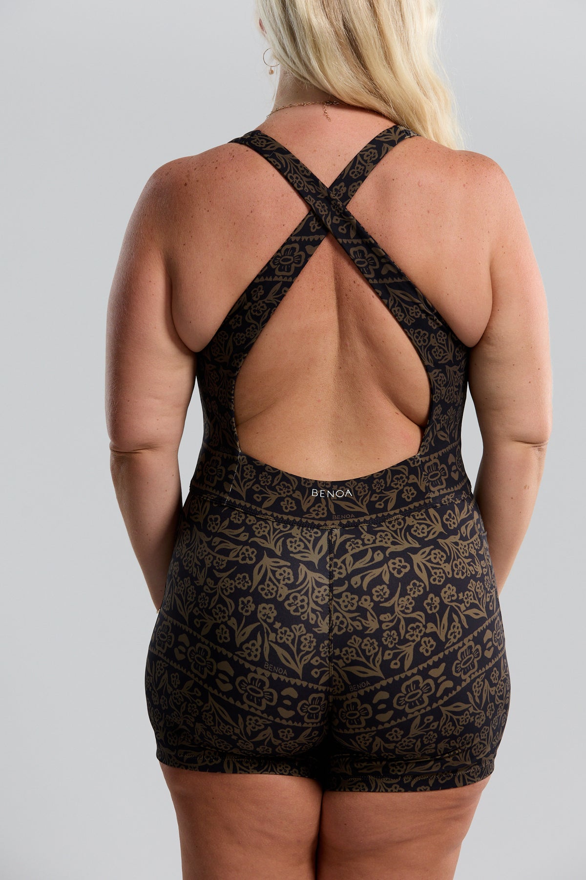 Ava Active Romper - Brown Batik