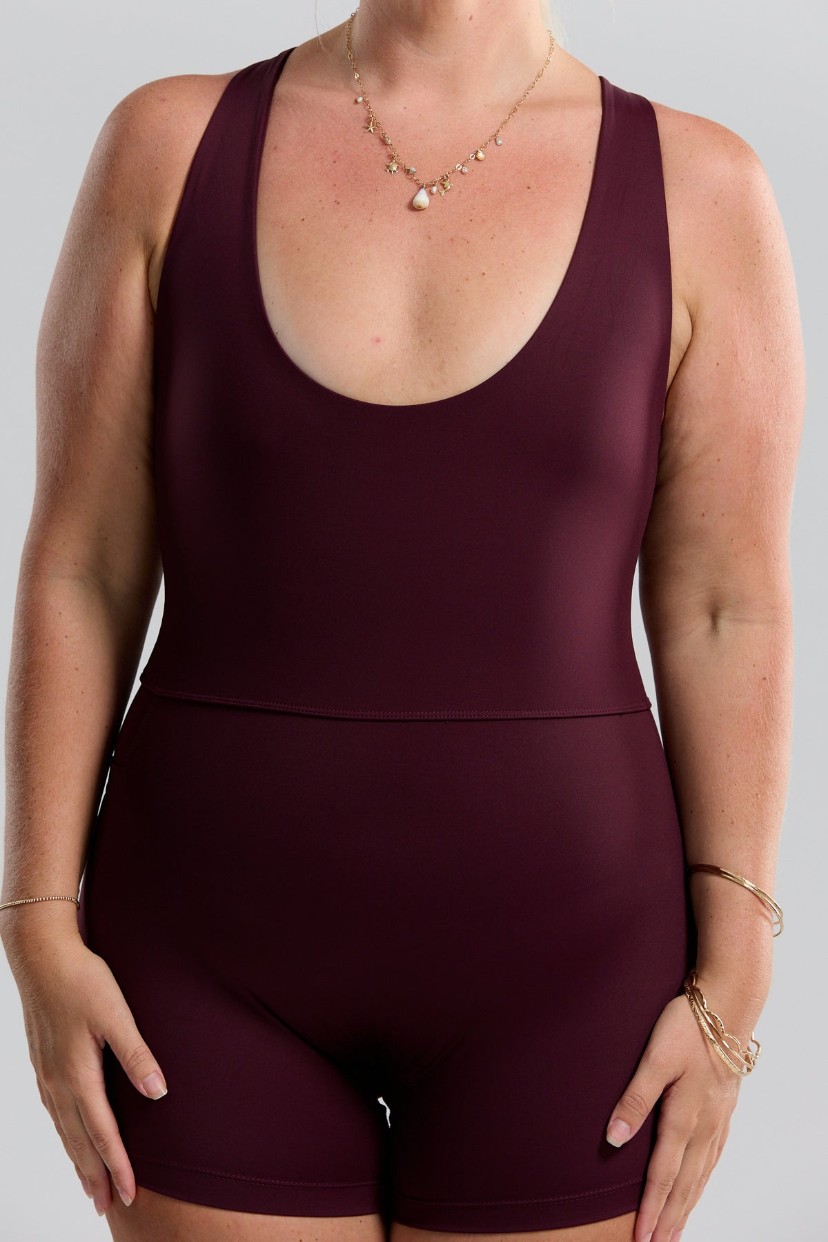 Ava Active Romper - Plum