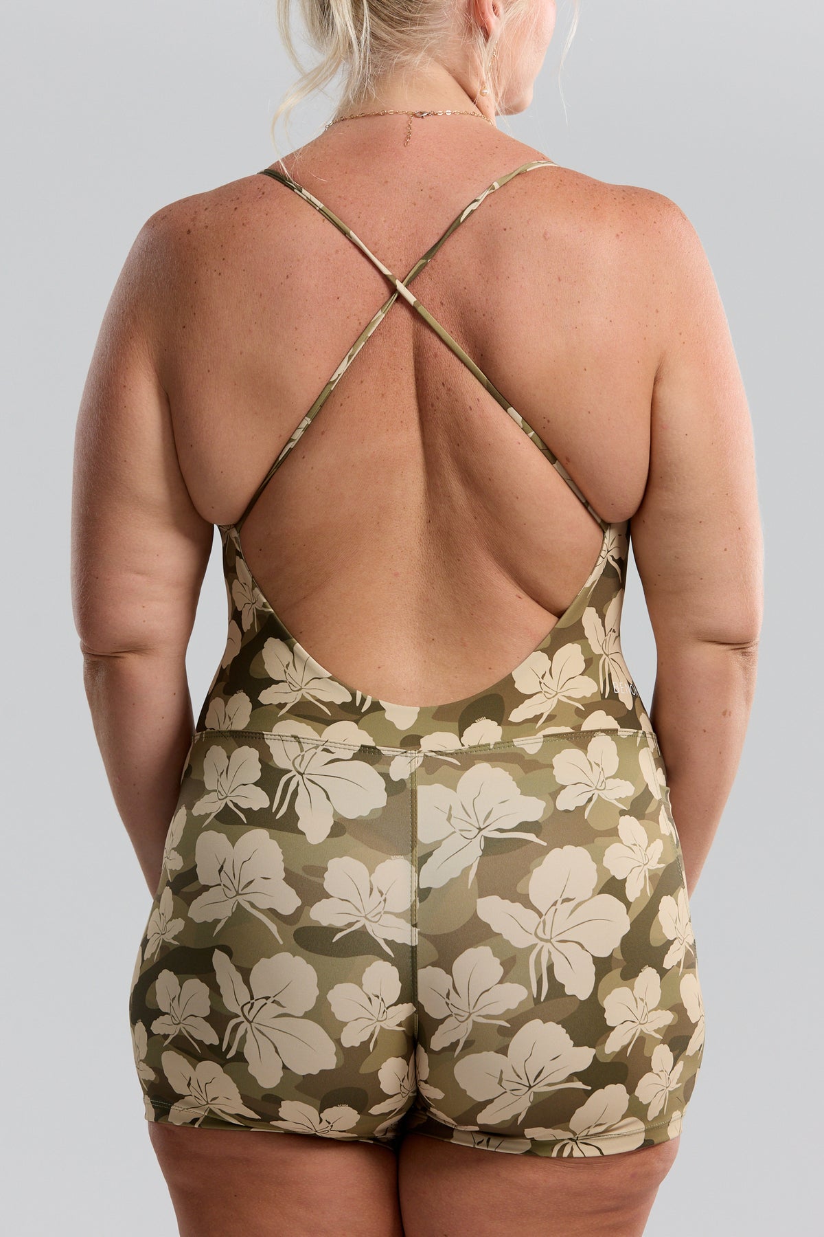 Cross-Back Active Romper - Camo Ginger