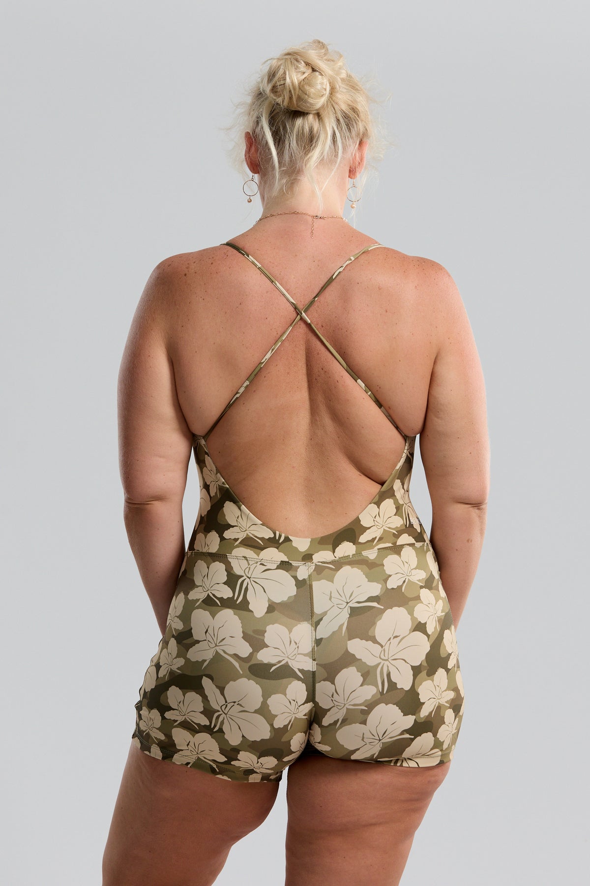 Cross-Back Active Romper - Camo Ginger