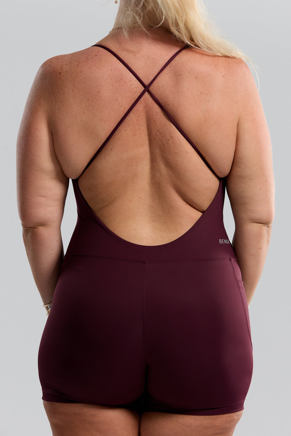 Cross-Back Active Romper - Plum