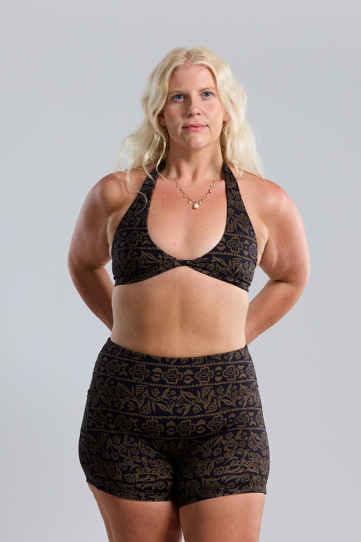 Plunge Sports Bra - Brown Batik