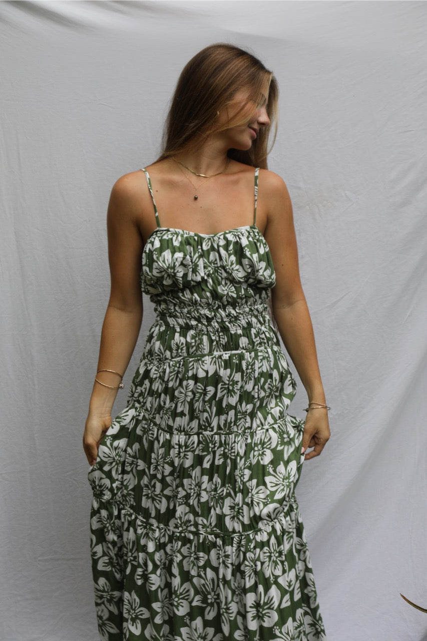 Maluhia Maxi Dress - Green Batik
