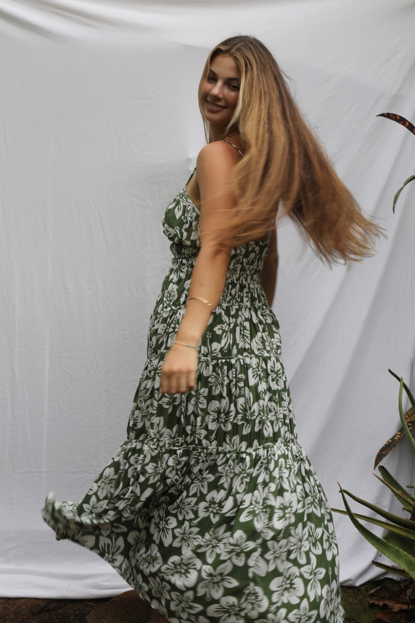 Maluhia Maxi Dress - Green Batik