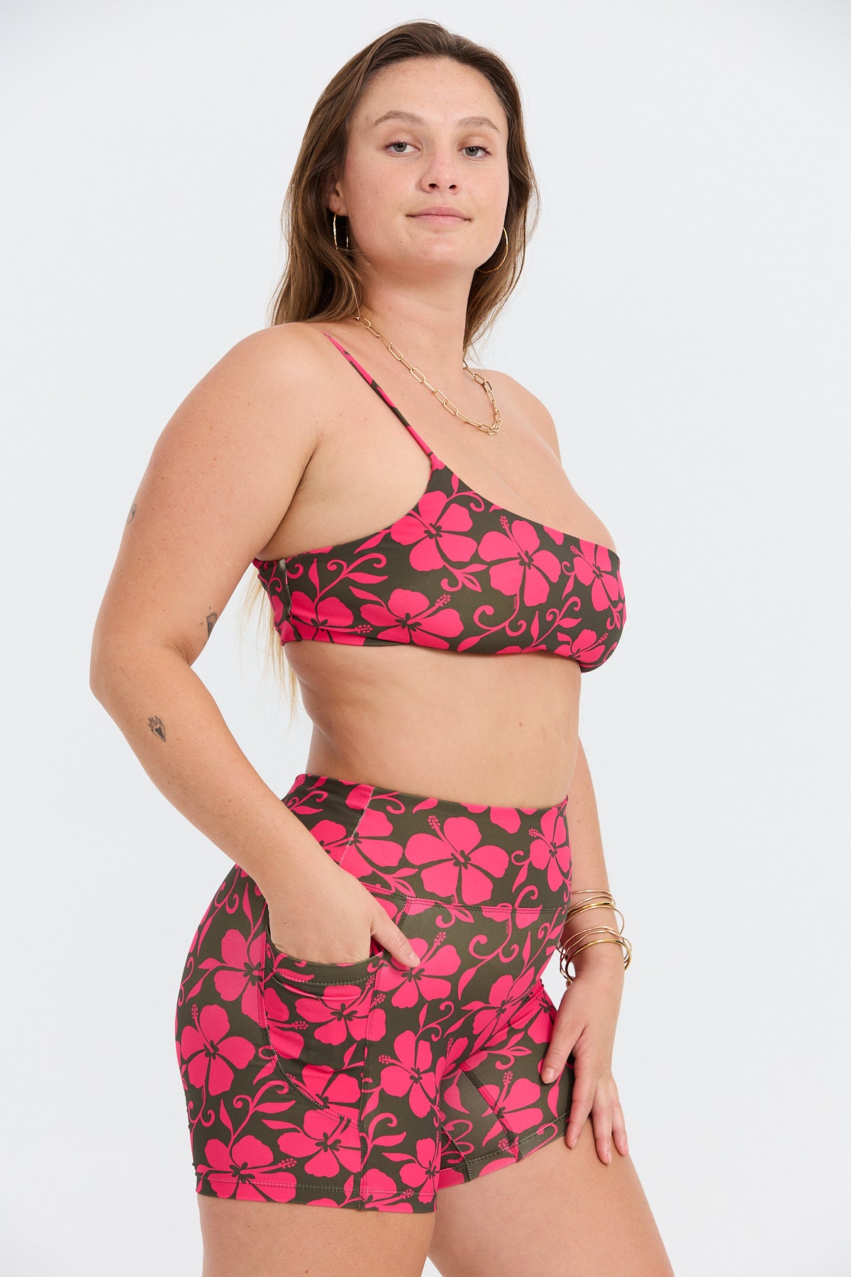 One Shoulder Sports Bra - Pupukea Pink