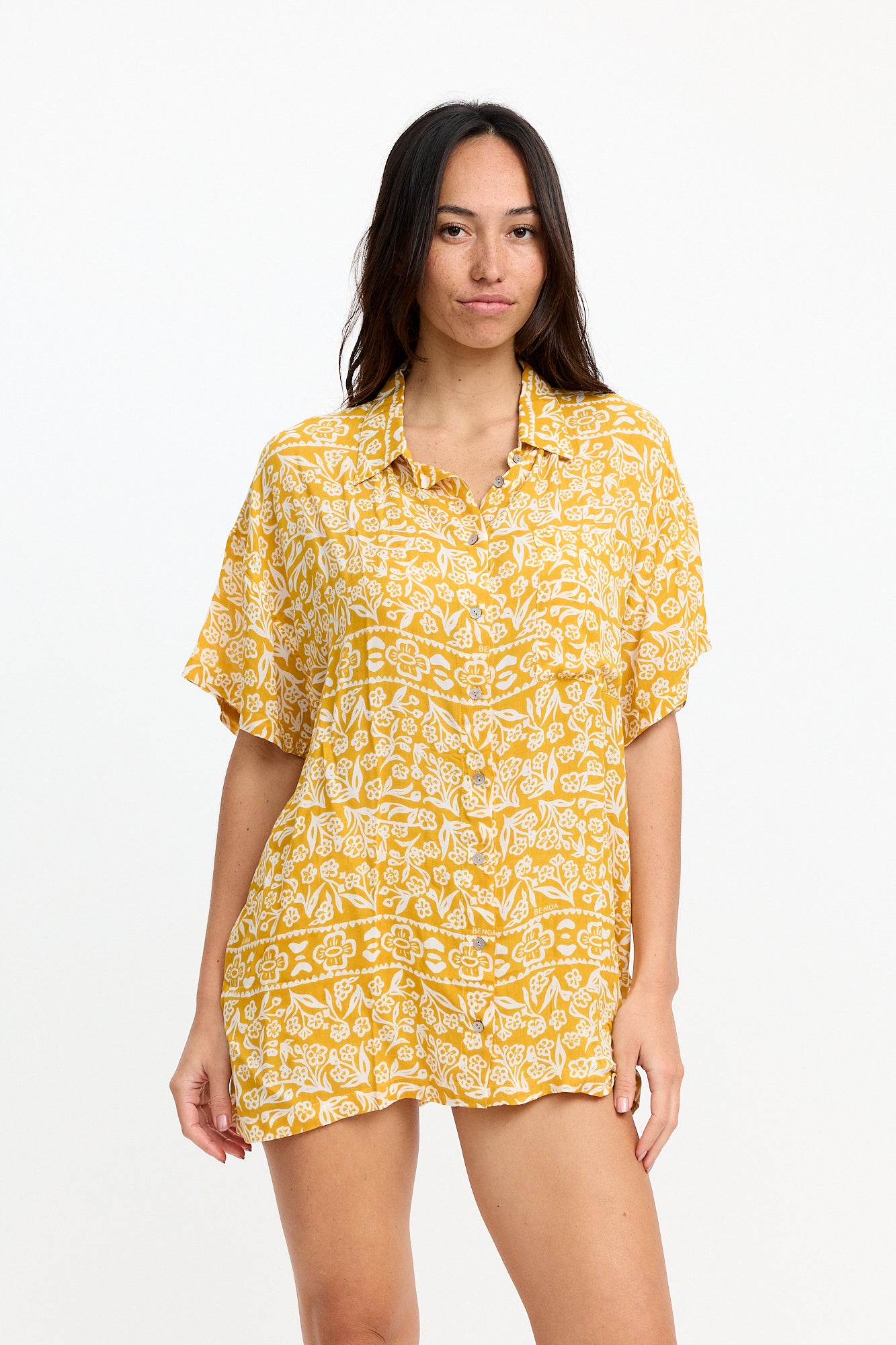 Aloha Shirt Dress - Goldie
