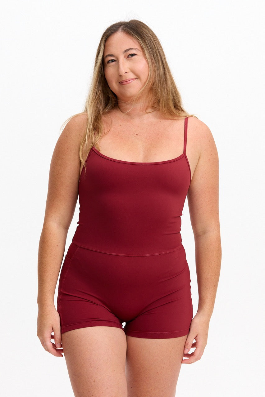 3" Active Romper - Cherry