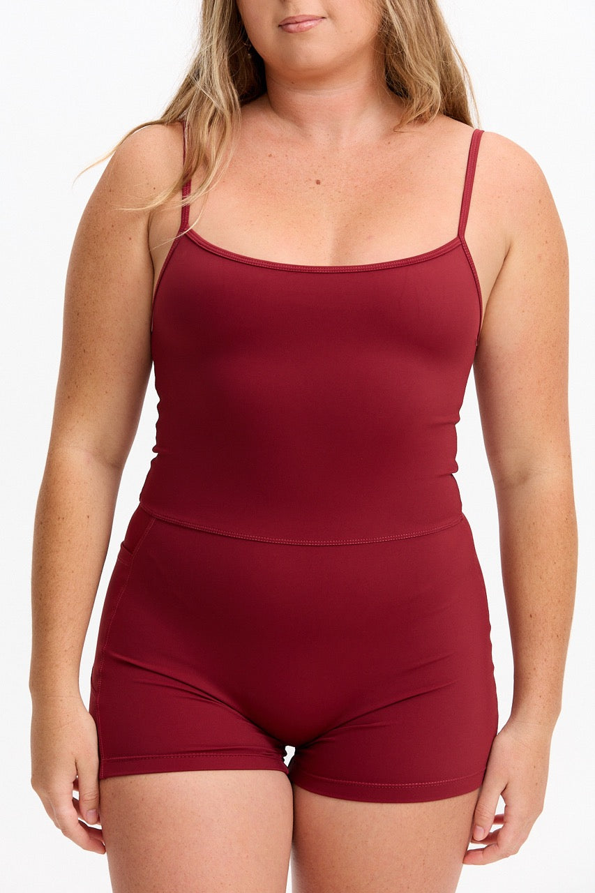 3" Active Romper - Cherry