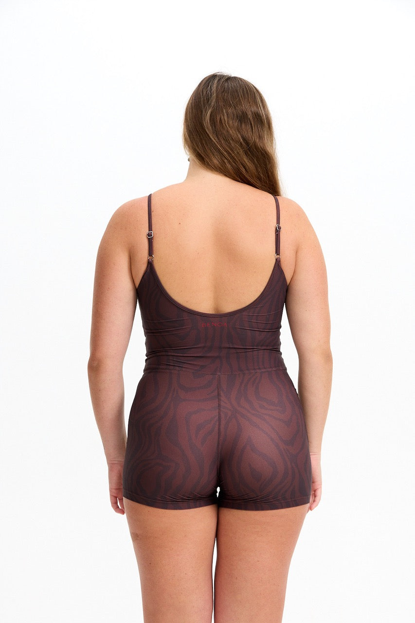 3" Active Romper - Chocolate Zebra