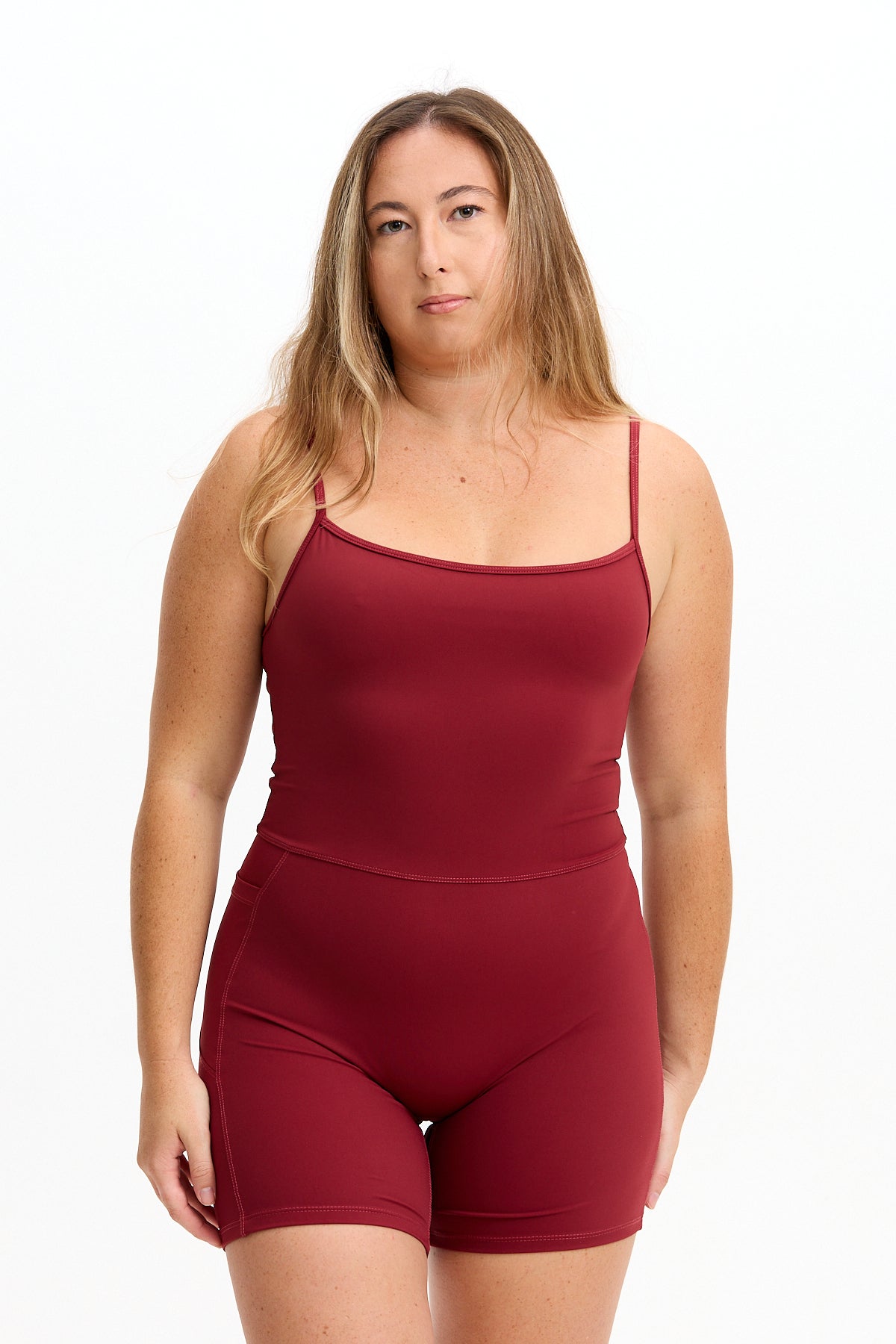 5" Active Romper - Cherry