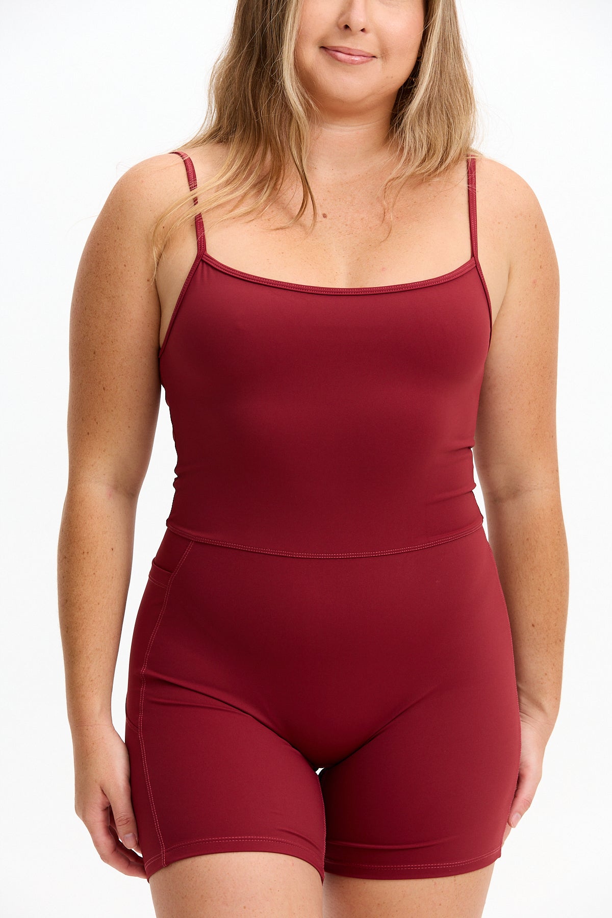 5" Active Romper - Cherry