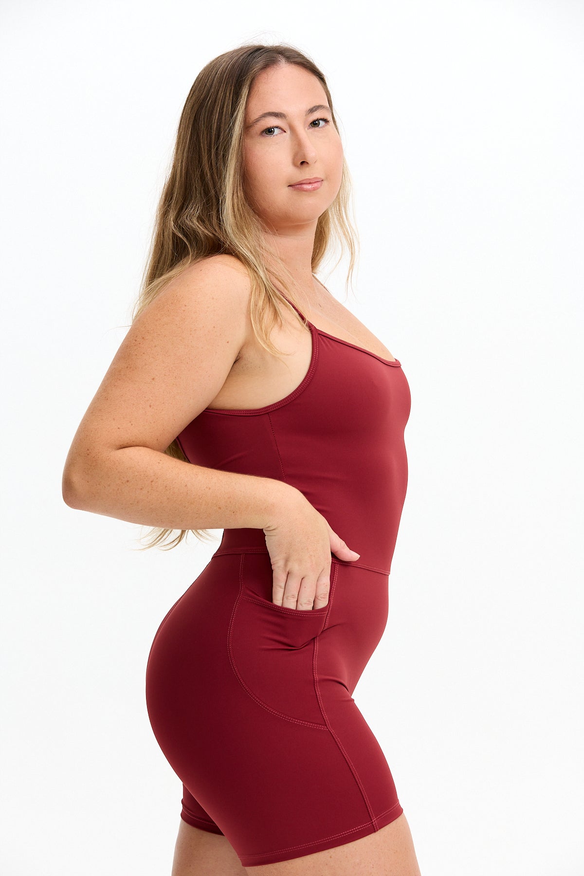 5" Active Romper - Cherry
