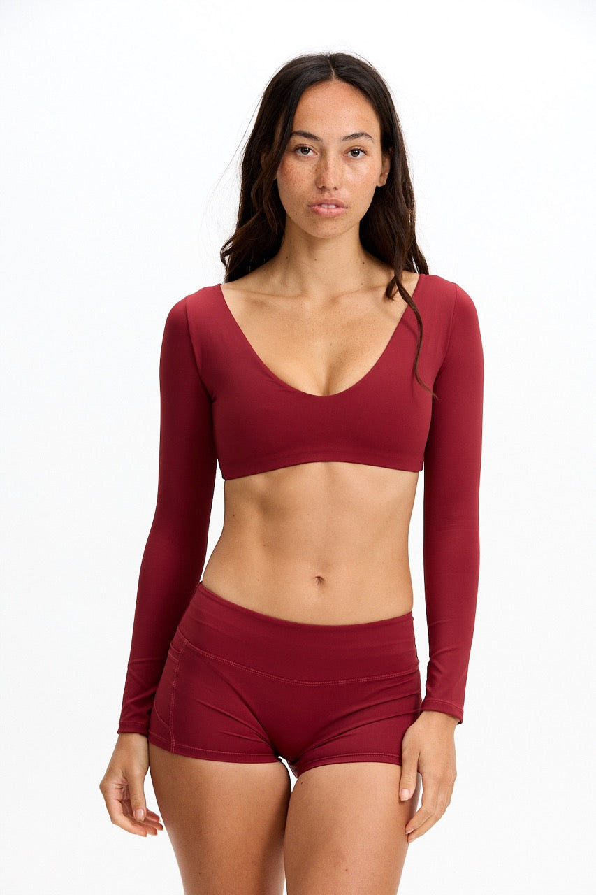 Low Rise Active Shorts - Cherry