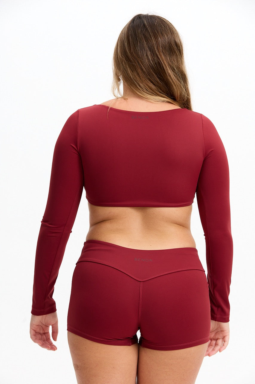 Long Sleeve Active Crop Top - Cherry