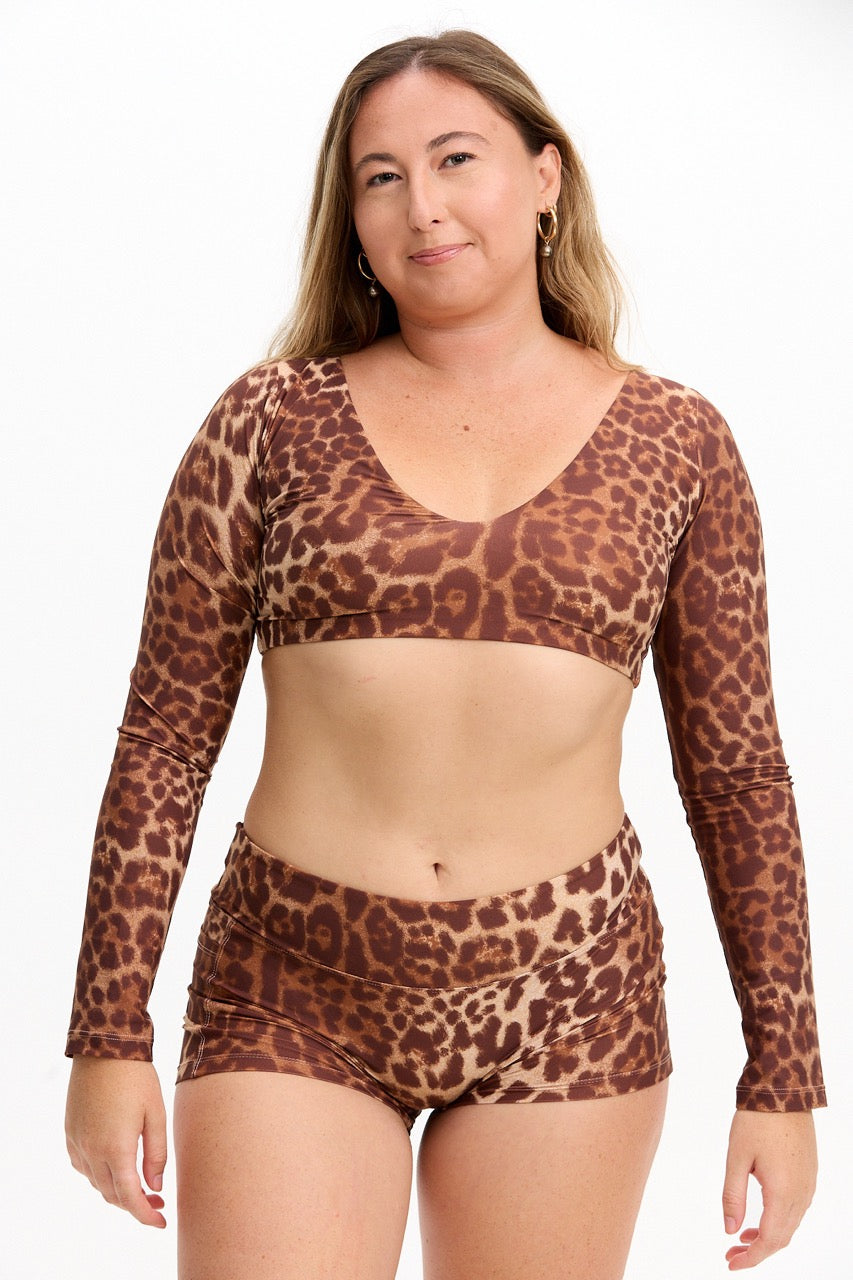 Long Sleeve Active Crop Top - Sahara