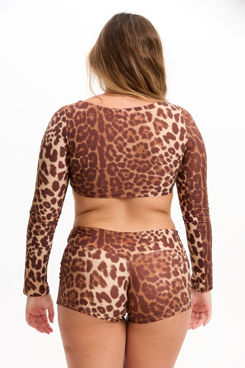 Long Sleeve Active Crop Top - Sahara