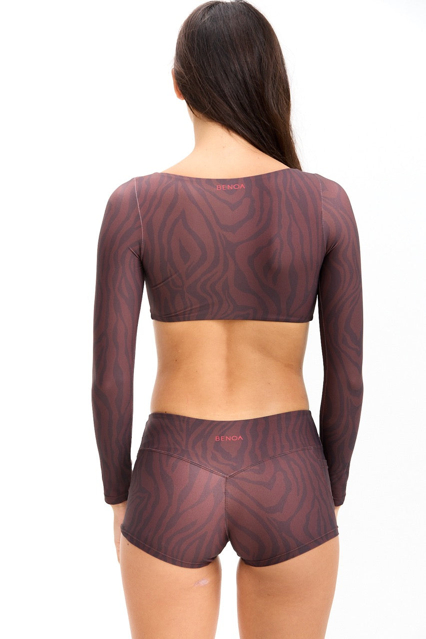 Low Rise Active Shorts - Chocolate Zebra