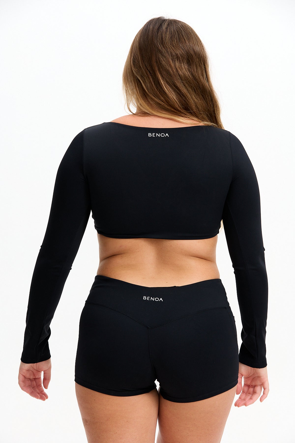 Long Sleeve Active Crop Top - Black