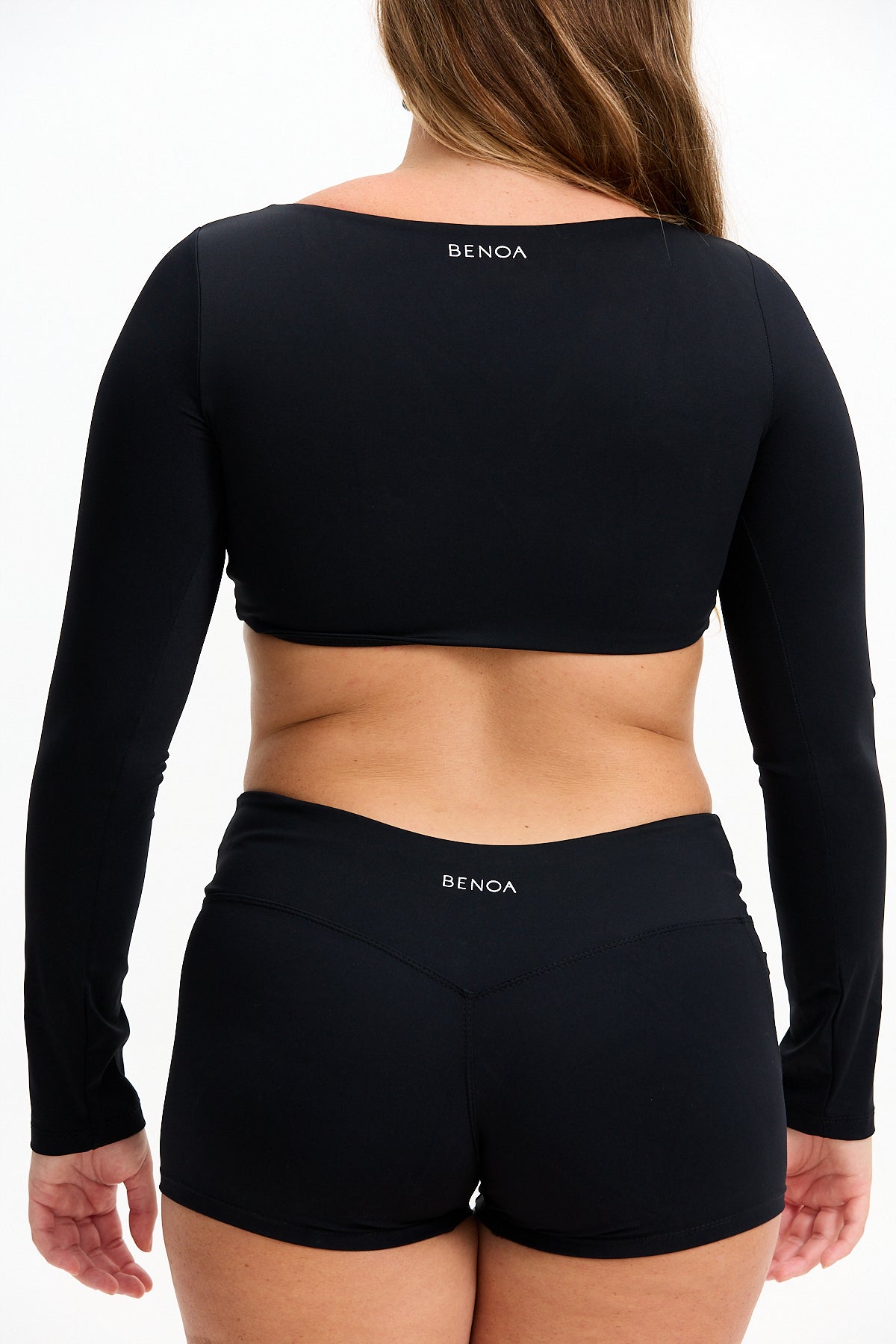 Long Sleeve Active Crop Top - Black